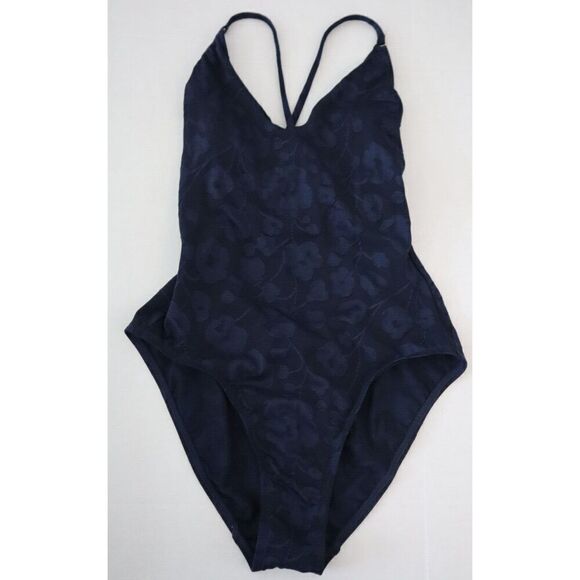 Robin Piccone 193213 Women's Sz 6 Navy Blue Floral One Piece Swimsuit - Picture 6 of 10